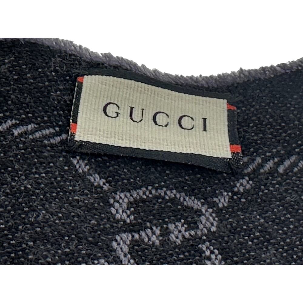 GUCCI GG GREY jacquard pattern knitted scarf BRAND NEW WITH TAGS - Picture 4 of 6